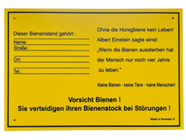 Warn- und Infoschild "Bienenstand" (30 x 20 cm)